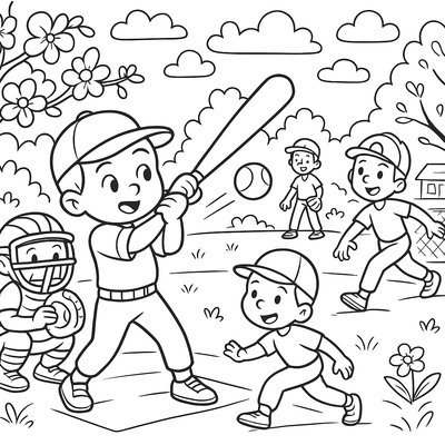 Little League Baseball Game In Spring
