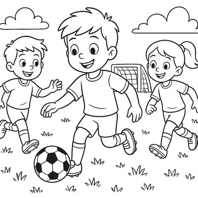 Soccer Game On Fresh Spring Grass Field