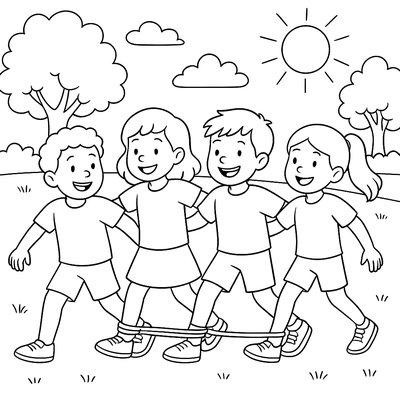 A Group Of Friends Having A Three-legged Race At A Sunny Park Picnic