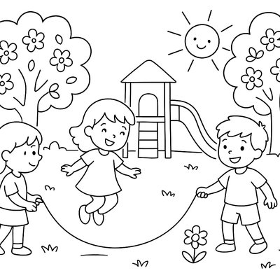 Jump Rope Games In A Spring Playground