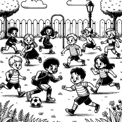 Kids Playing Tag In A Park