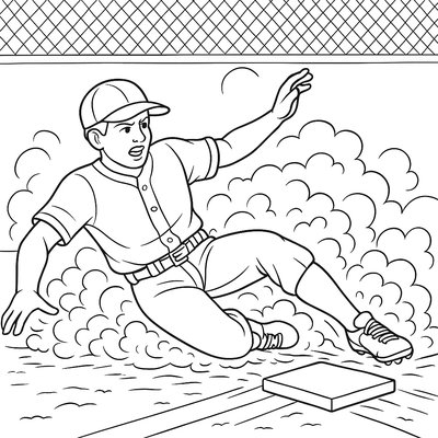 A Baseball Player Sliding Into Home Plate With Dust Clouds