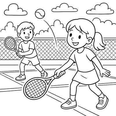Tennis Match On Outdoor Court