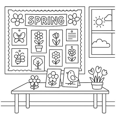 Classroom Decorated With Student Spring Research Projects