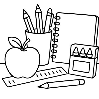School Supplies Arranged On Desk For New Year