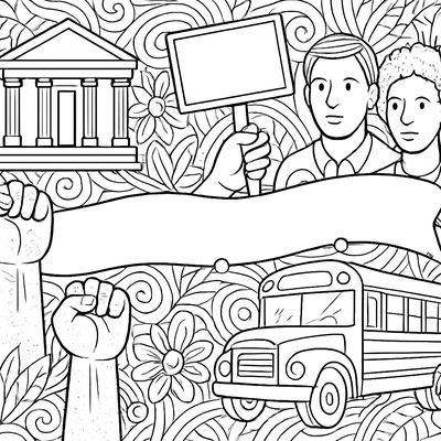 A Timeline Banner Showing Key Moments In Civil Rights History With Illustrated Icons For Each