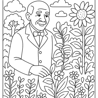 George Washington Carver In Spring Garden With Plants