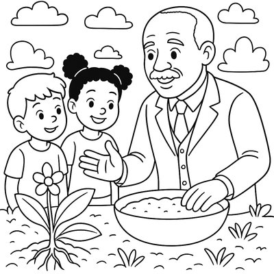 George Washington Carver Studying Spring Plant Specimens