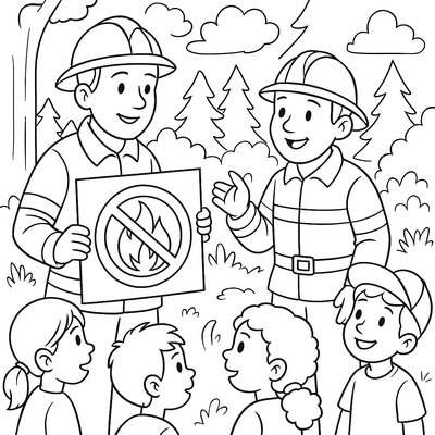 Firefighters Teaching Children About Preventing Spring Wildfires