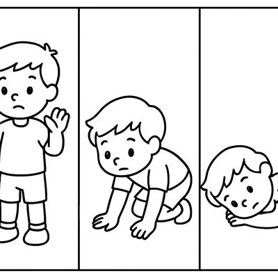 The Stop Drop And Roll Sequence Shown In Three Panels With A Child Demonstrating Each Step