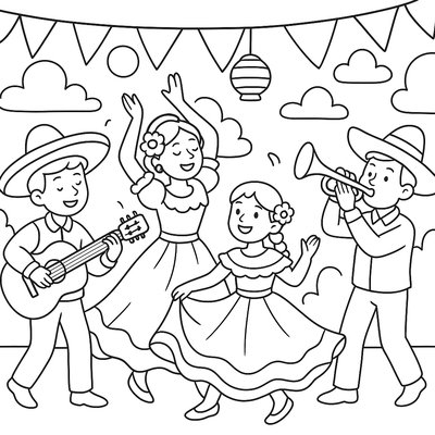 Traditional Hispanic Festival With Music And Dance