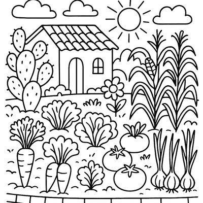 Traditional Mexican Garden With Spring Vegetables Growing