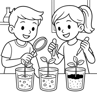 Students Conducting A Science Experiment Growing Beans In Different Soil Types