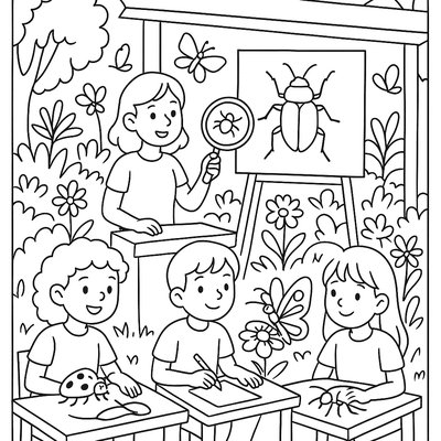 Students Learning About Insects In A Garden Classroom