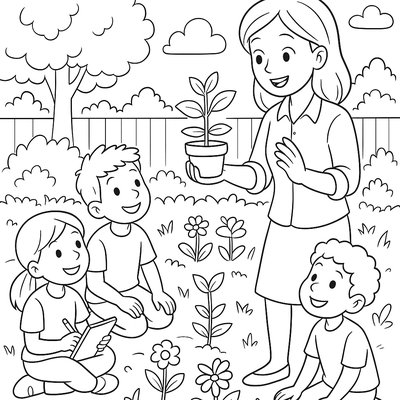 Students Learning About Plants In A School Garden