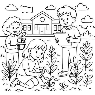 Students Learning About Plants In School Garden