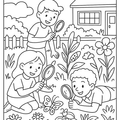 Students Studying Insects In School Garden