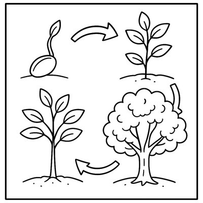Tree Life Cycle From Seed To Mature Tree