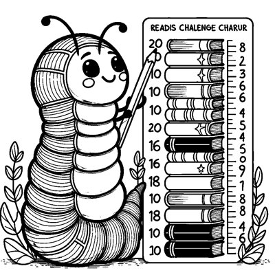 A Reading Challenge Chart With A Bookworm Measuring Progress Through 20 Books