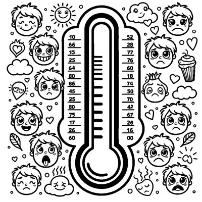 A Feelings Thermometer Showing Levels From Calm At The Bottom To Very Upset At The Top With Faces