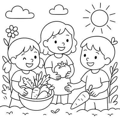 Children Sharing Gardening Tools And Working Together In School Garden