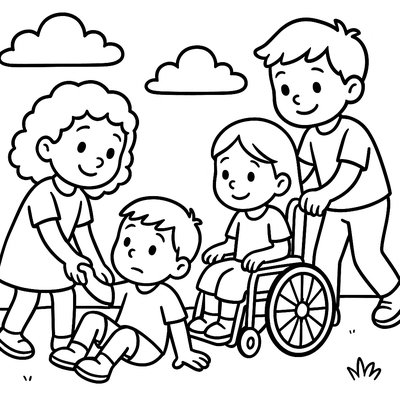 Children Showing Kindness And Helping Others