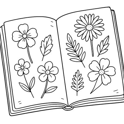 A Nature Journal Page With Pressed Flowers