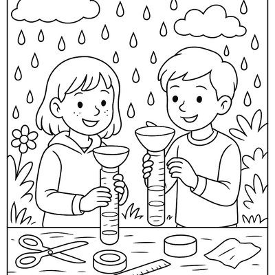 Children Building Rain Gauges To Measure Spring Precipitation