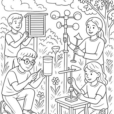Students Building Rain Gauge Weather Instrument