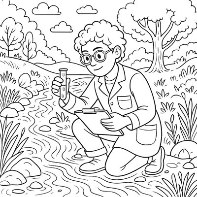 Scientist Testing Water Quality In Spring Stream