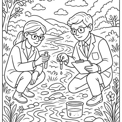 Scientists Testing Spring Water Quality In A Stream