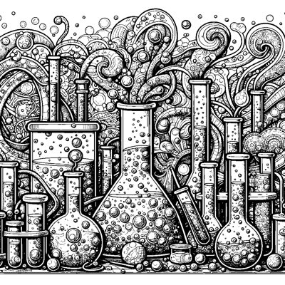 Bubbling Beakers And Test Tubes In A Lab