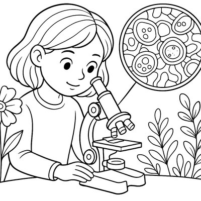 Examining Flower Cells Under A Microscope