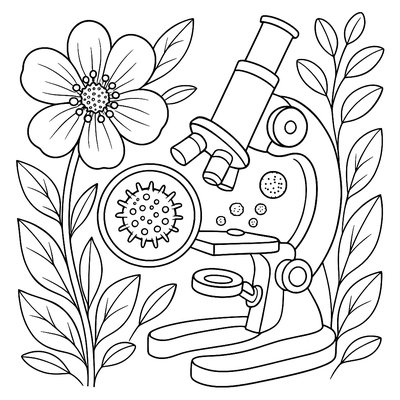 Microscope Examining Spring Flower Pollen