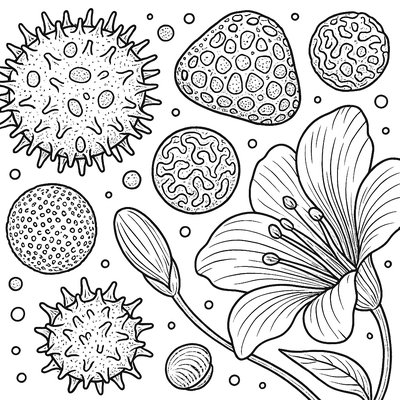 Close-up View Of Pollen Grains And Flower Parts