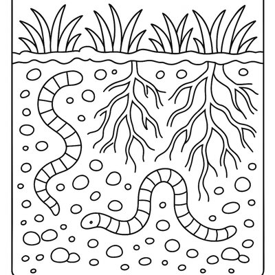 Soil Sample Showing Earthworms And Roots