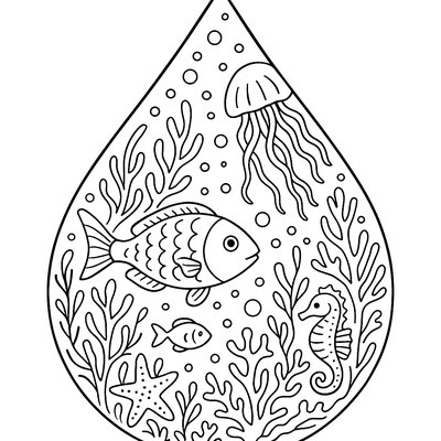 Water Droplet With Tiny Aquatic Life