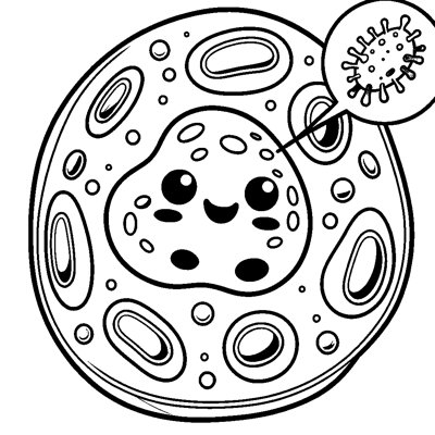 A Friendly Cartoon Cell With A Smiley Nucleus