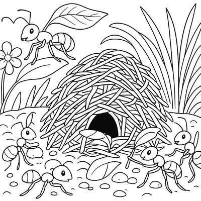 Ant Colony Working Together To Build Their Spring Nest