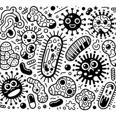 Colorful Bacteria Shapes In Fun Patterns