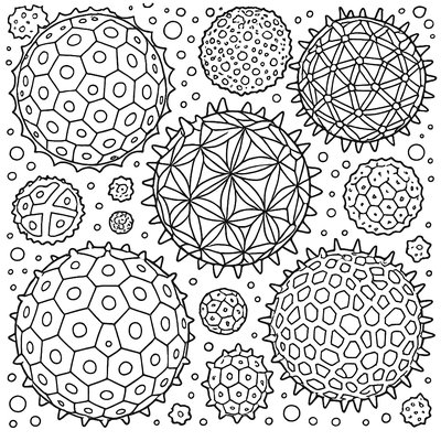 Magnified View Of Pollen Grains With Geometric Patterns