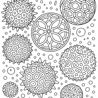 Pollen Grains Under Magnification With Geometric Patterns