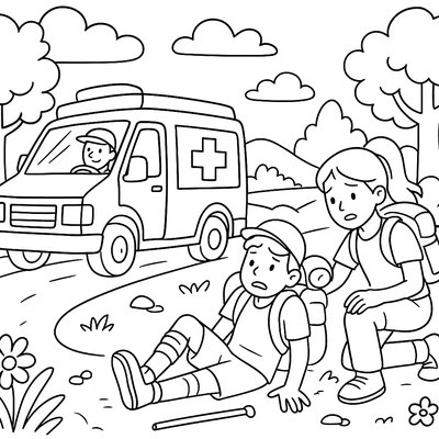 Ambulance Responding To Spring Hiking Accident