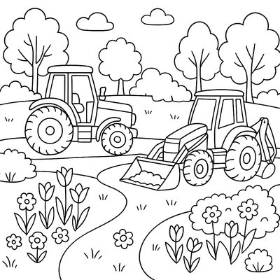 Park Maintenance Vehicles Preparing Gardens For Spring