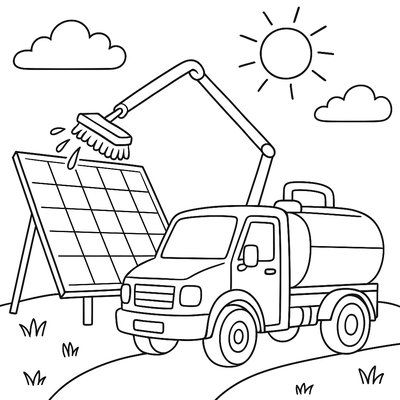 Solar Panel Cleaning Truck Maintaining Renewable Energy Equipment