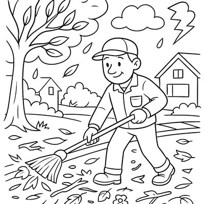 Street Sweeper Cleaning Up After Spring Storm Debris