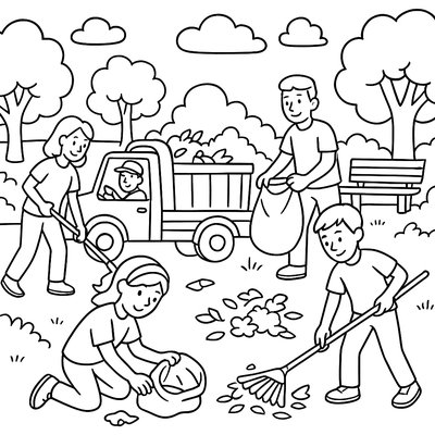 Volunteers Using Cleanup Trucks For Earth Day Park Restoration