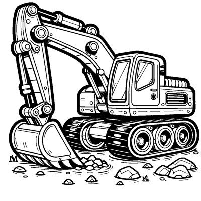 A Big Yellow Excavator Digging A Hole