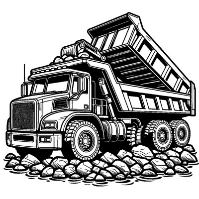 A Dump Truck Unloading Rocks