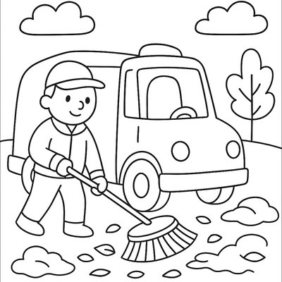 A Street Sweeper Cleaning Up Spring Leaves And Debris